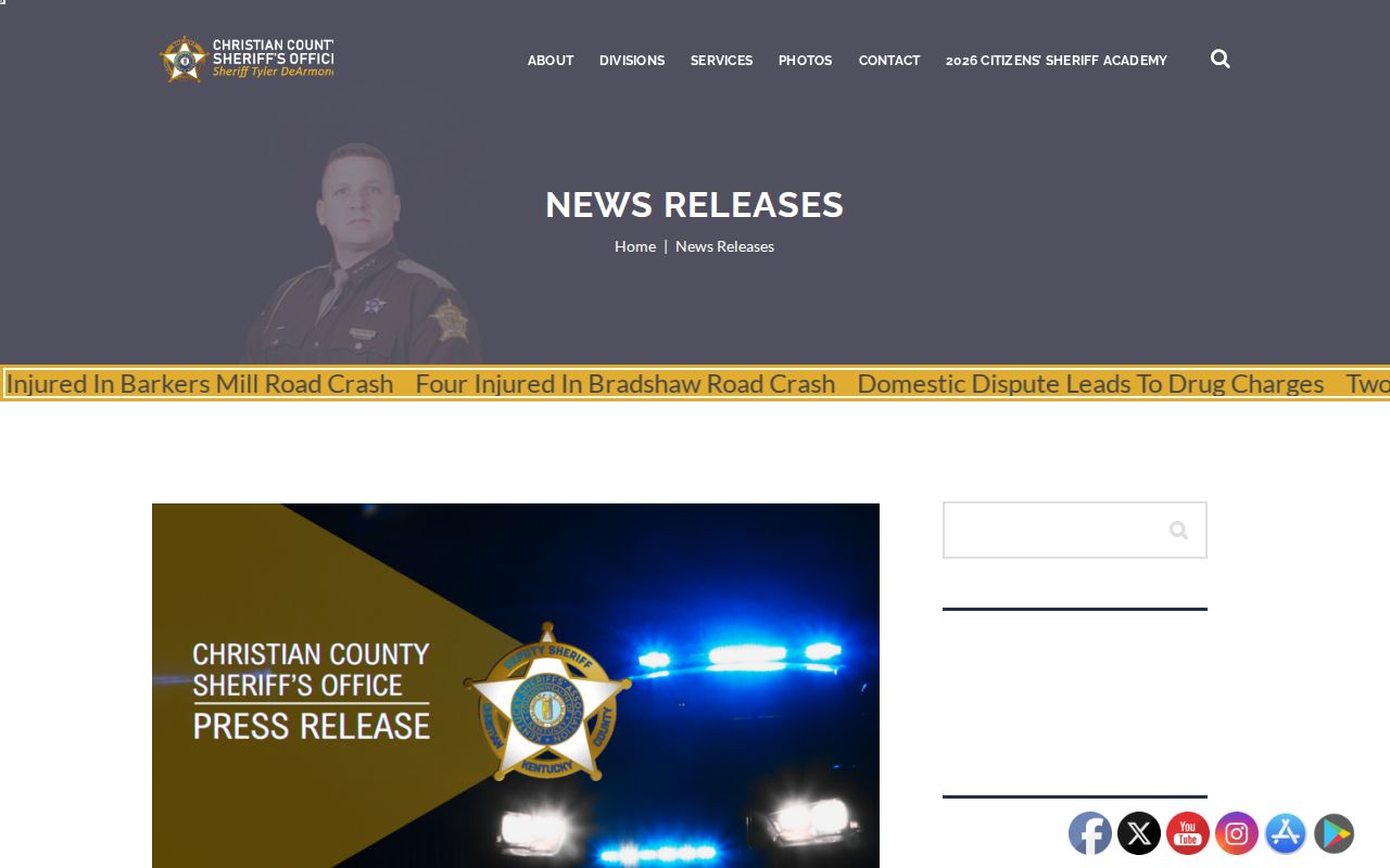 Christian County Sheriff multi-day arrest news release archive