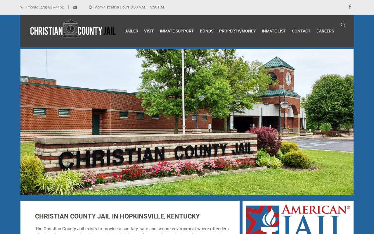 Christian County Jail official arrest roster and custody page
