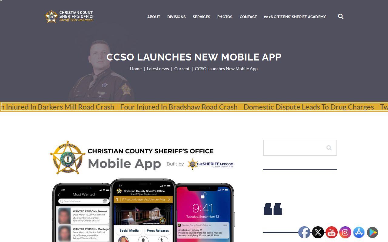 Christian County Sheriff app recent arrests announcement